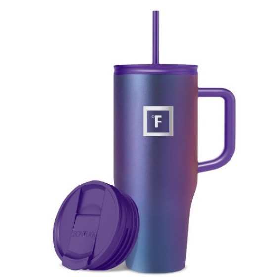 Pilot Insulated Mug /Straw & Flip Cap Lids - Cup Holder Bottle for Hot, Cold Drink - Leak-Proof - Water, Coffee Portable Travel Mug - Aurora, 40 Oz