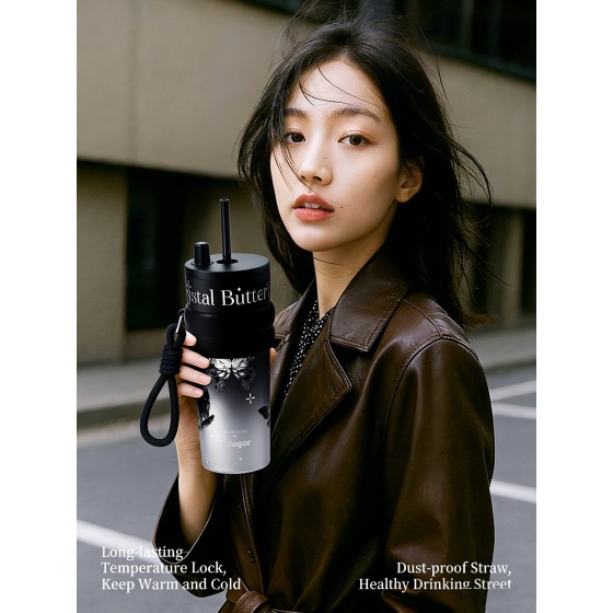 Butterfly Gifts for Women, Silver Butterfly Tumbler with Handle, Stainless Steel Insulated Coffee Travel Mug Cup, Gifts for Women Girls on Birthday Christmas