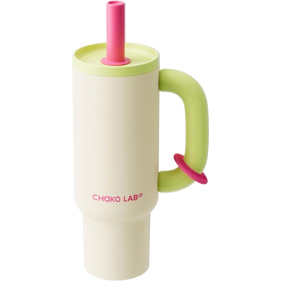 保温不锈钢杯带手柄吸管杯33盎司适配车载杯架的旅行杯防漏水瓶不含双酚A陶瓷内胆