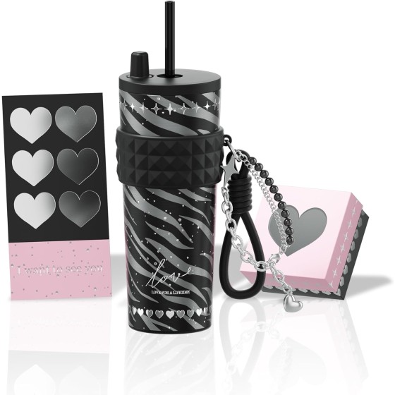 24 oz Stainless Steel Tumbler with Lid and Straw, Insulated Coffee Mug, Leak Proof, Portable Iced Travel Water Bottle, Reusable Thermal Coffee Cup