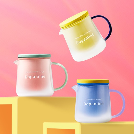 Dopamine Glass Tea Cup with Stainless Steel Infuser & Lid, 500ml High Borosilicate Glass Teacup, Gift Set for Tea Lovers, Men & Women