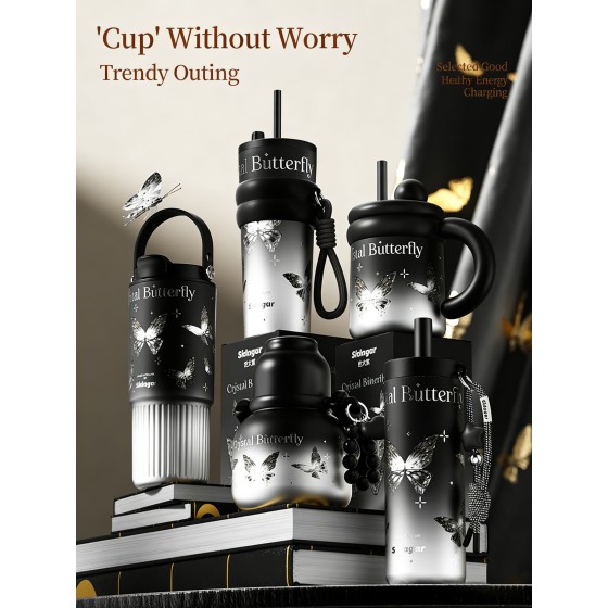 20 oz Tumbler with Lid & Straw,Jug with a Straw and Carrying Strap, Reusable Travel Coffee Mug suitable for women Black